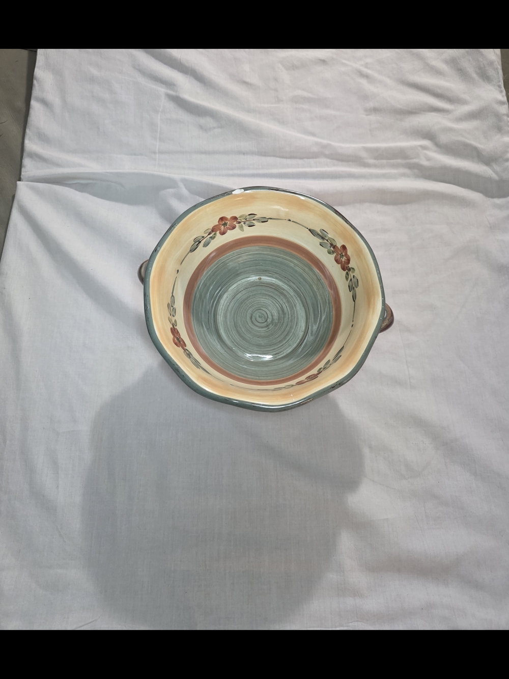 Certified International Landscape  Ceramic Serving Bowl with Pastel Bands